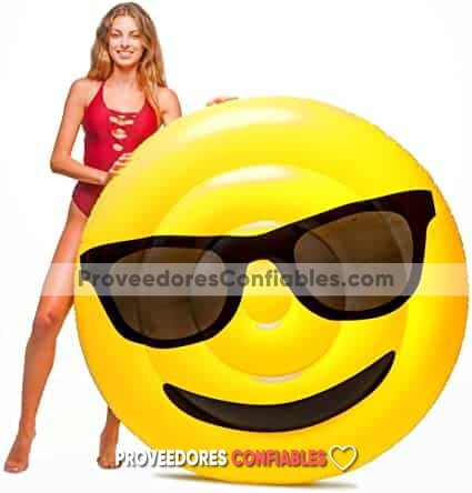 A2617 Inflable Emoji Cara Sonriente Con Gafas 150x150 Cm Amarillo Para Alberca Mayoreo Fabricante Jpg