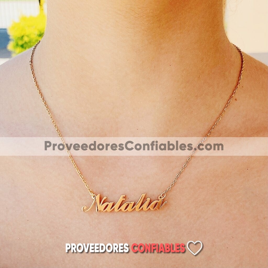 A2671 Collar Nombre Natalia Dorado Acero Inoxidable Bisuteria Fabricante Mayorista 2 Jpg