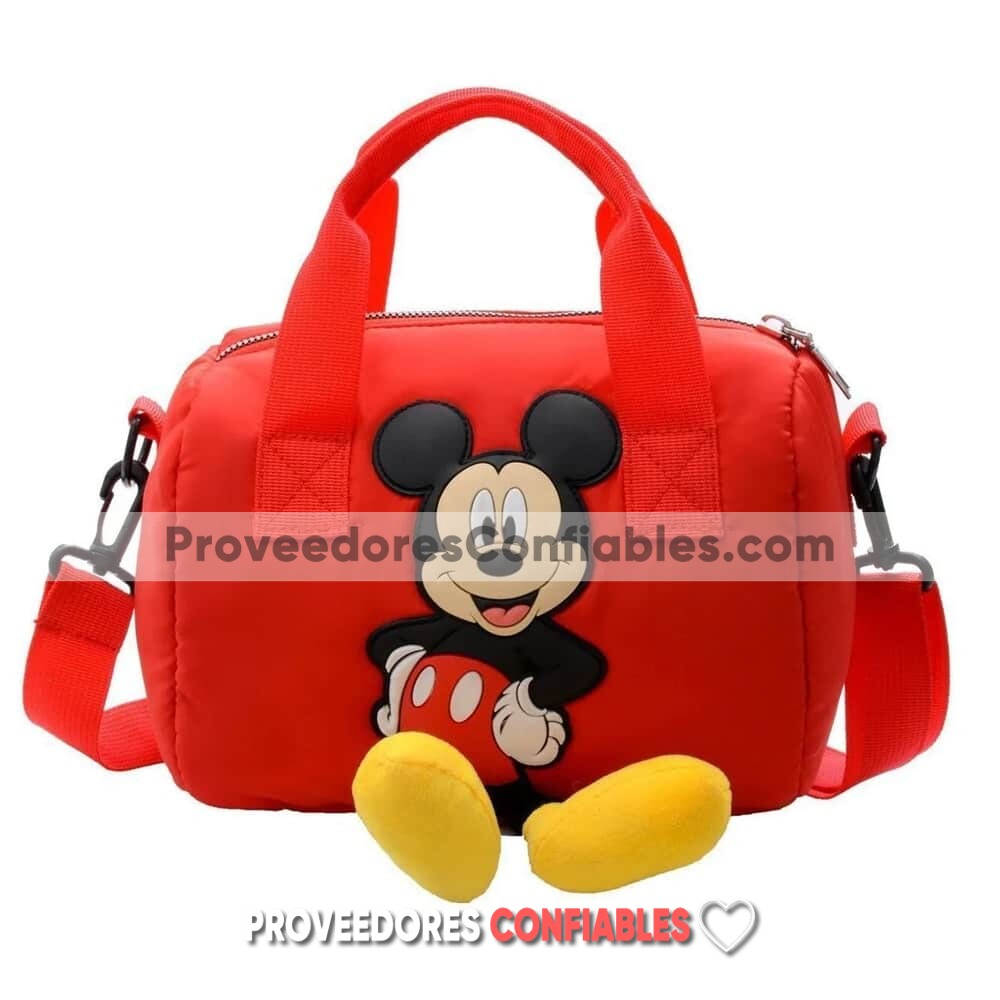 A3031 Bolsa Mickey Mouse Tela Nylon Diseno Cilindro Con Correa Roja Accesorios Bisuteria Fabricante Mayorista 2 Jpg