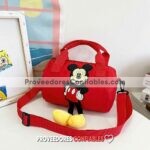 A3031 Bolsa Mickey Mouse Tela Nylon Diseno Cilindro Con Correa Roja Accesorios Bisuteria Fabricante Mayorista 1 Jpg