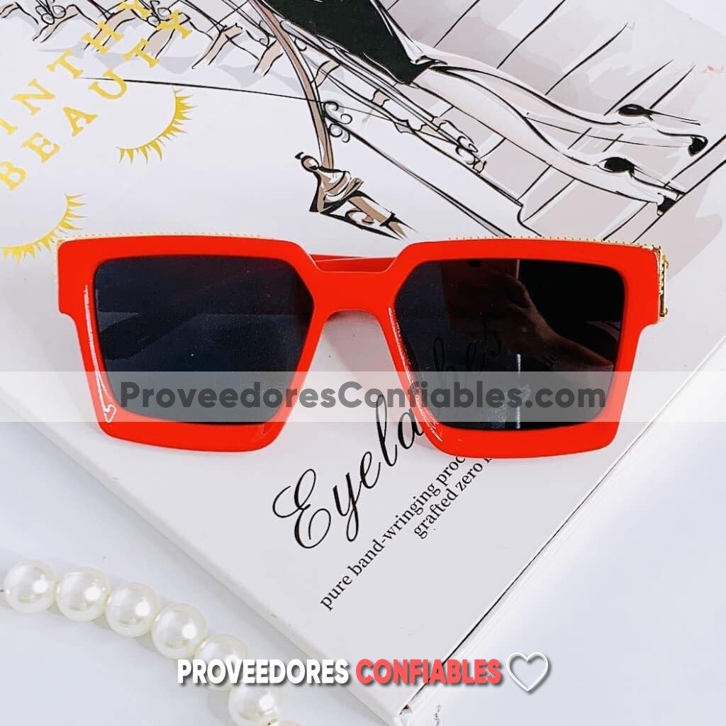 L4133 Lentes Armazon Rojo Detalle Dorado Negro Sunglasses Proveedores Directos De Fabrica 2 Jpg