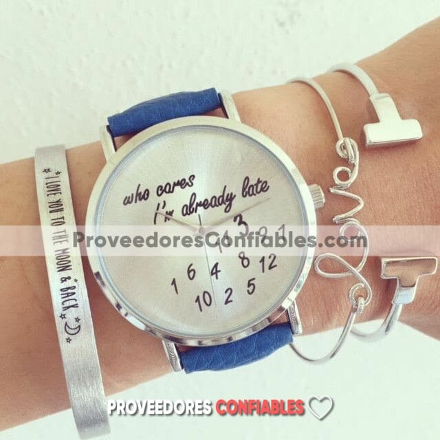 R0300 Reloj Who Cares Piel Sintetica Numeros Desordenados Y Calendario Azul Navy Reloj De Moda Al Mayoreo Jpg
