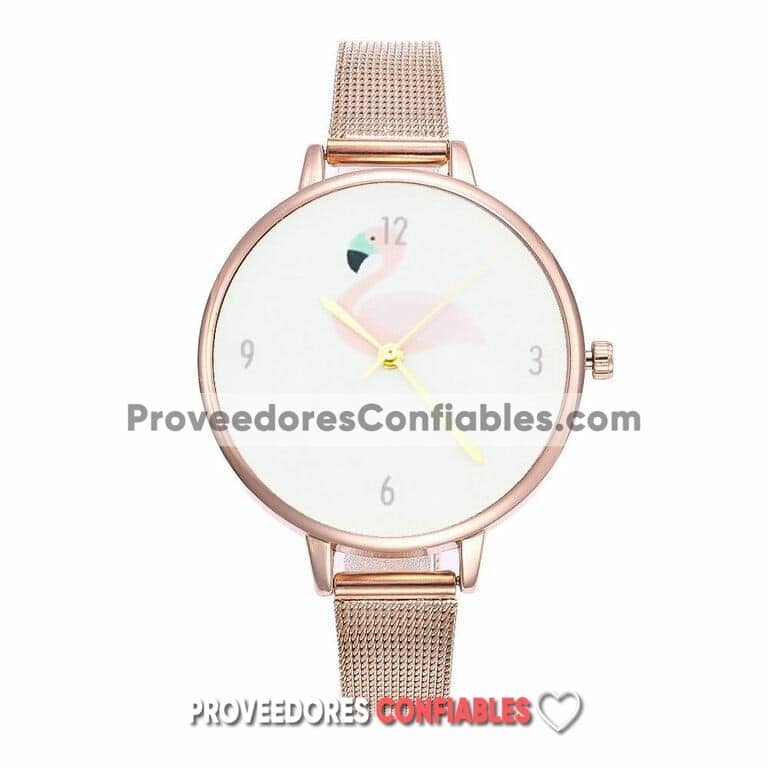 R1931 Reloj Rosado Flamingo Extensible De Metal Delgado Mayoreo Jpg