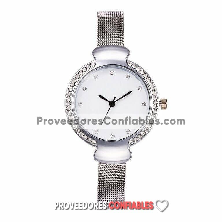 R2697 Reloj Plata Extensible Delgado Metal Y Diamantes A La Moda Mayoreo Jpg