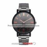 R2789 Reloj Negro Extensible Metal Caratula Negra Elegante A La Moda Mayoreo Jpg