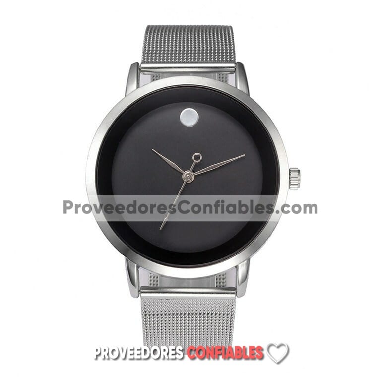 R3207 Reloj Plata Extensible Metal Caratula Negro Punto Plata A La Moda Mayoreo 2 Jpg