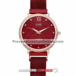 R3319 Reloj Rojo Extensible Mesh Iman Caratula Cuadros Diamantes Ccq Jpg