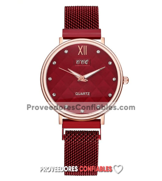 R3319 Reloj Rojo Extensible Mesh Iman Caratula Cuadros Diamantes Ccq Jpg