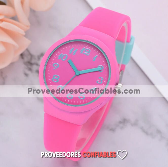 R3340 Reloj Rosa Extensible Caucho Caratula Lisa Aqua Rinnady 1 Jpg