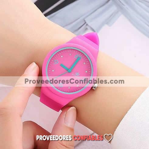 R3340 Reloj Rosa Extensible Caucho Caratula Lisa Aqua Rinnady Jpg