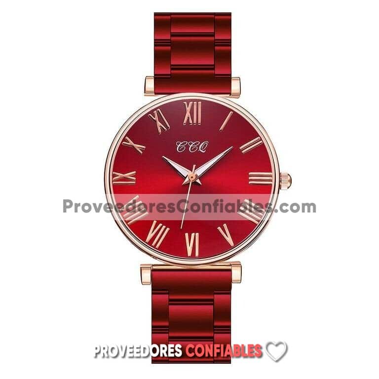 R3394 Reloj Rojo Extensible Metal Caratula Numeros Romanos Eslabones Ccq 1 Jpg