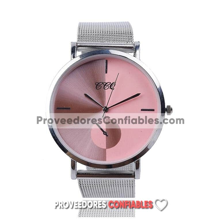 R3504 Reloj Plata Extensible Metal Mesh Caratula Bicolor Rosa Elegante Ccq A La Moda Mayoreo Jpg