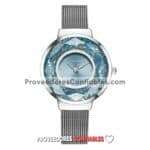 R3513 Reloj Plata Extensible Metal Mesh Caratula Diamantes Encapsulados Azul Yolako A La Moda Mayoreo Jpg
