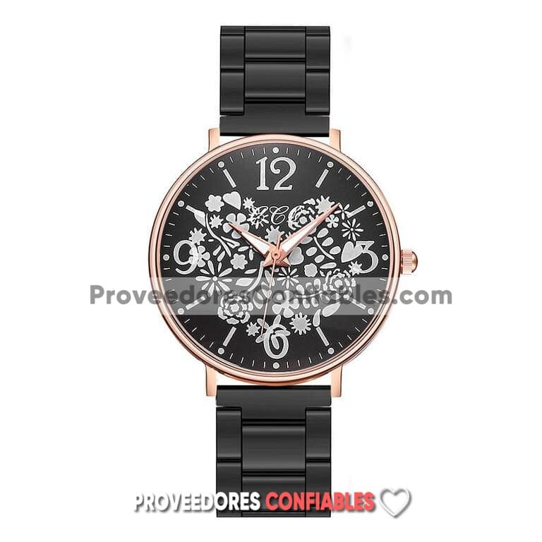 R3555 Reloj Plata Extensible Metal Caratula Gris Corazon De Flores 2 Jpg