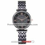 R3570 Reloj Negro Extensible Metal Caratula Numeros Romanos Diamantes Yolako Jpg