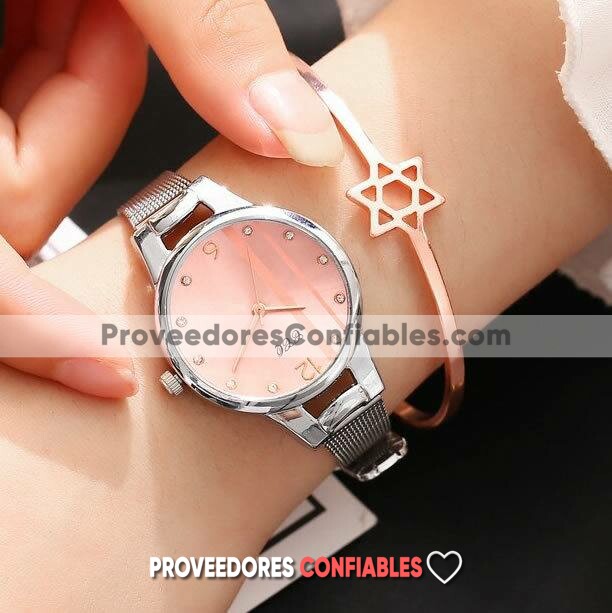 R3593 Reloj Plata Extensible Metal Mesh Caratula Rosa Diamantes Ccq 1 Jpg