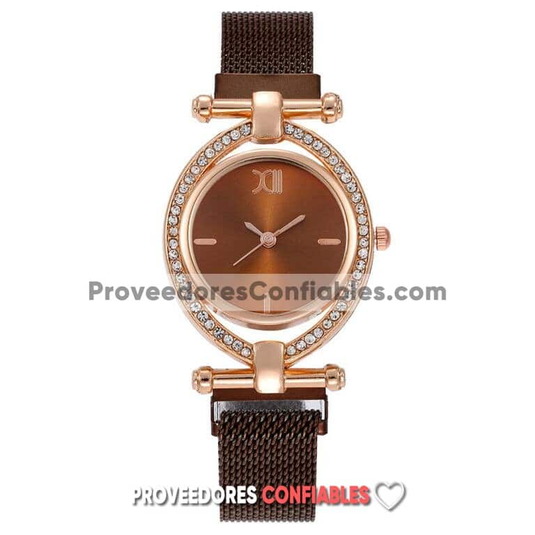 R3637 Reloj Gold Rose Extensible Metal Mesh Iman Caratula Cafe Y Diamantess Doble Aro Jpg