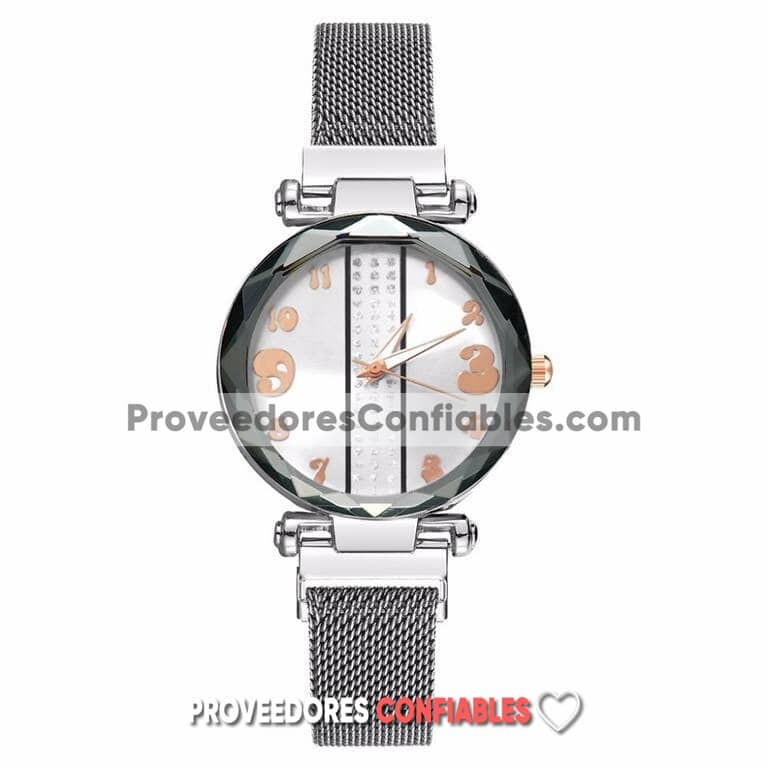 R3675 Reloj Plata Extensible Metal Mesh Iman Caratula Diamante Franja De Brillos Jpg