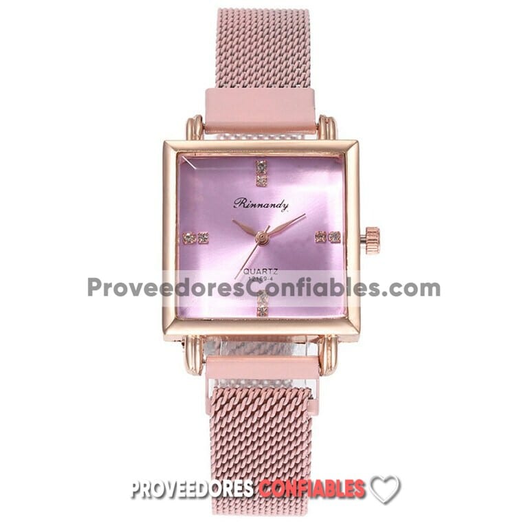 R3745 Reloj Rosa Extensible Metal Mesh Iman Caratula Cuadrada Diamantes Rinnady Jpg