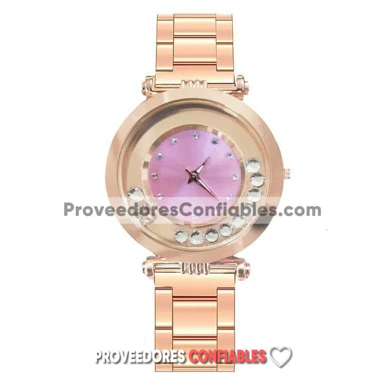 R3810 Reloj Gold Rose Extensible Metal Caratula Rosa Diamantes Giratorios 2 Jpg