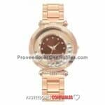 R3811 Reloj Gold Rose Extensible Metal Caratula Cafe Diamantes Giratorios 1 Jpg