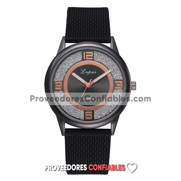 R3826 Reloj Negro Extensible Plastico Caratula Doble Circulo Destellos Lvpai 2 Jpg