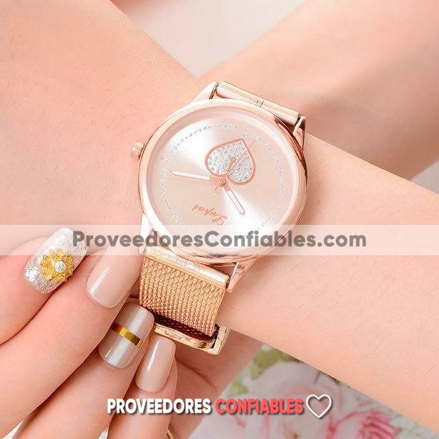 R3833 Reloj Gold Rose Extensible Plastico Caratula Corazon Destellos Lvpai 1 Jpg