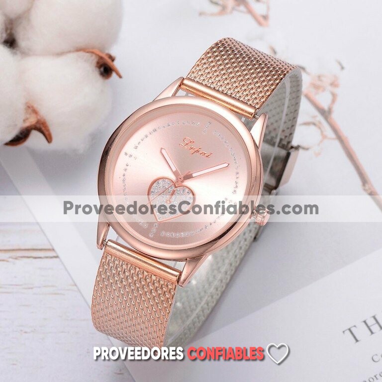 R3833 Reloj Gold Rose Extensible Plastico Caratula Corazon Destellos Lvpai 3 Jpg