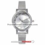 R3851 Reloj Plata Extensible Metal Mesh Caratula Plata Diamante Jpg