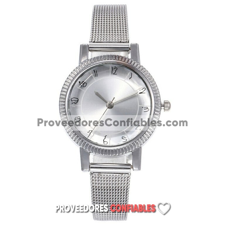 R3851 Reloj Plata Extensible Metal Mesh Caratula Plata Diamante Jpg