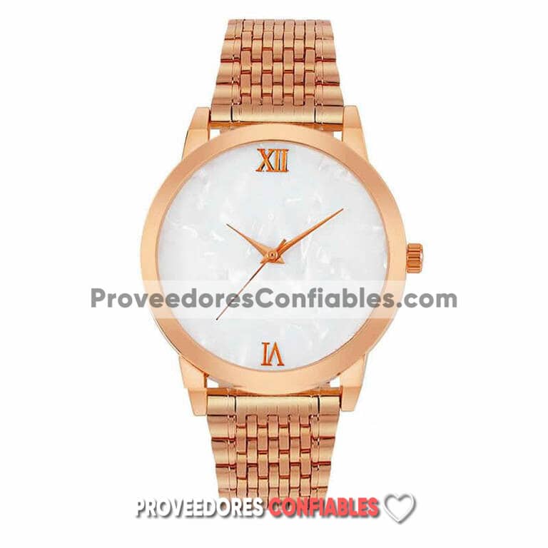 R3859 Reloj Gold Rose Extensible Metal Caratula Marmoleado Numeros Romanos Jpg