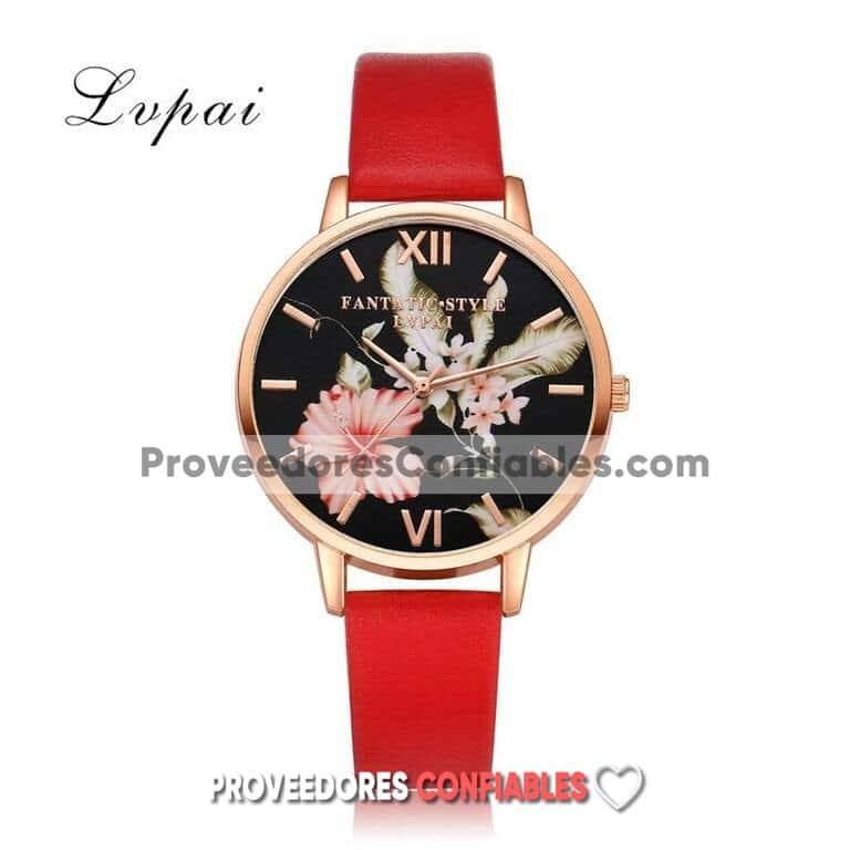 R3865 Reloj Rojo Extensible Piel Sintetica Caratula Numeros Romanos Flor Azalea Fantastic Style Lvpai Jpg
