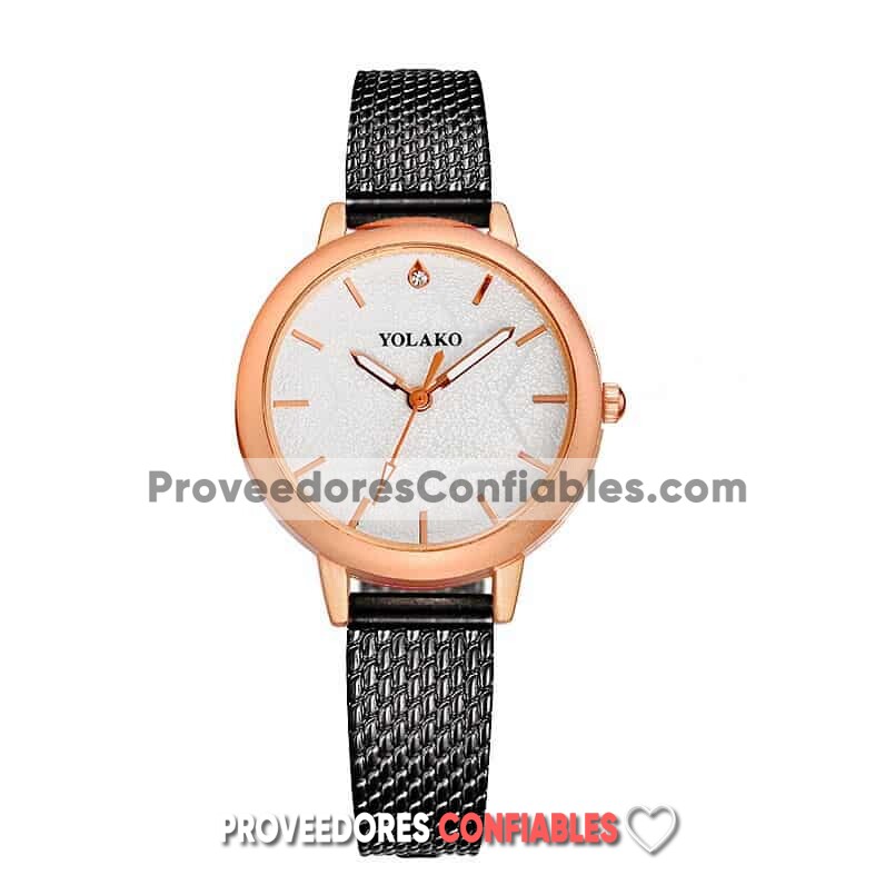 R3899 Reloj Negro Extensible Plastico Caratula Gold Rose Estrella Yolako Jpg