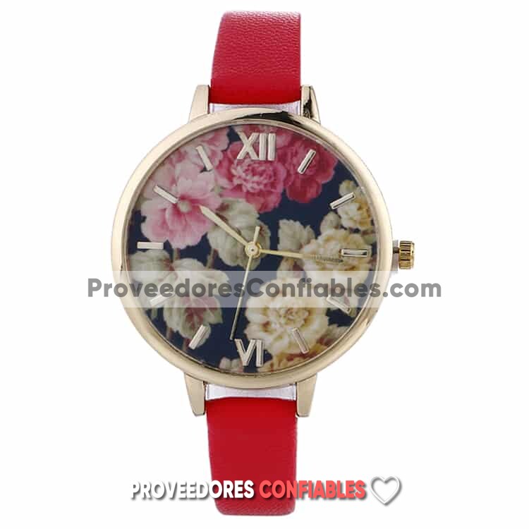 R3943 Reloj Extensible Piel Sintetica Delgado Rosal Rojo Reloj De Moda Al Mayoreo Jpg