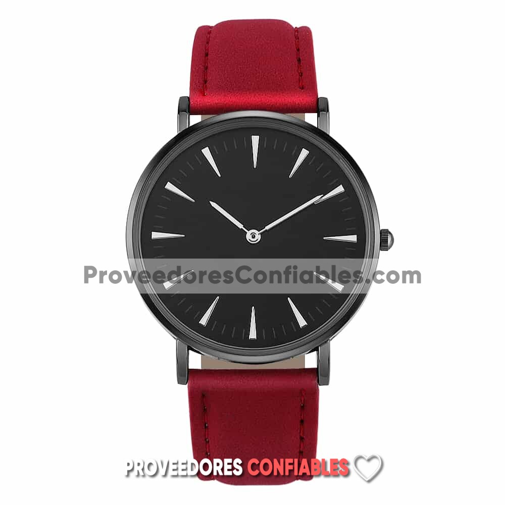R3988 Reloj Extensible Piel Sintetica Estilo Gamusa Detalles Plata Rojo Reloj De Moda Al Mayoreo Jpg