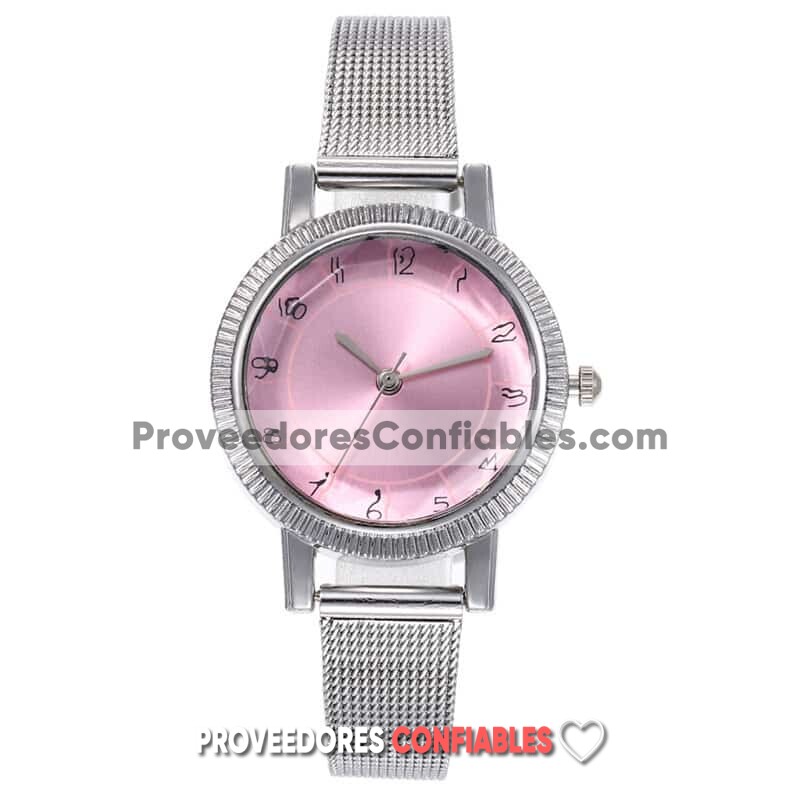 R4006 Reloj Extensible Metal Mesh Rosa Satinado Plata Reloj De Moda Al Mayoreo Jpg