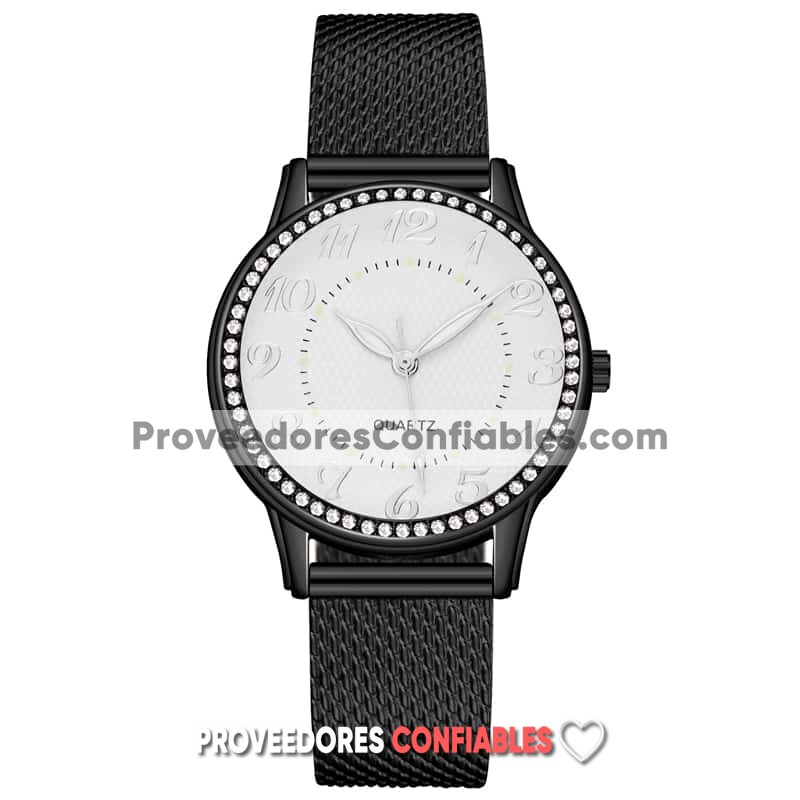 R4270 Reloj Negro Brillantes Alrededor Con Numeros Plastico Reloj De Moda Al Mayoreo Jpeg