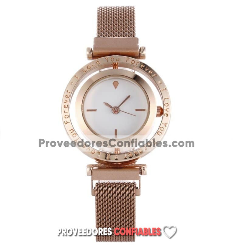 R4465 Reloj Doble Circulo Diamante Fondo Blanco Metal Mesh Iman Reloj De Moda Al Mayoreo Jpg