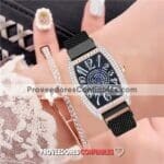 R4467 Reloj Con Destellos Numeros Grandes Y Diamantes Metal Mesh Iman Reloj De Moda Al Mayoreo Jpg