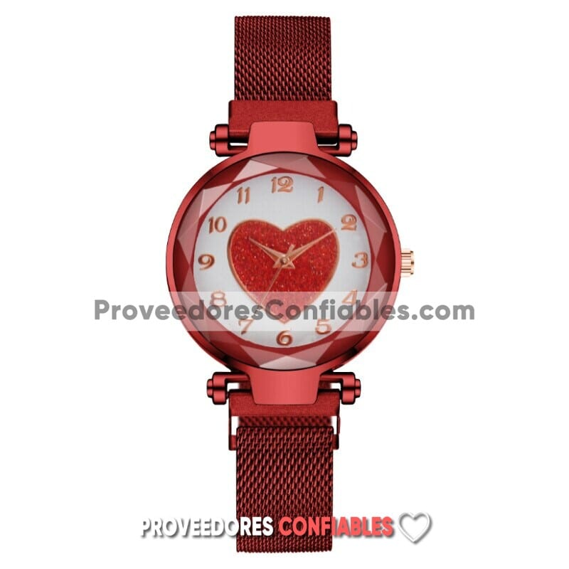 R4673 Reloj Blanca Con Corazon Rojo Extensible Metal Mesh Proveedor De Moda Al Mayoreo Jpg