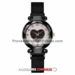 R4676 Reloj Blanca Con Corazon Negro Extensible Metal Mesh Proveedor De Moda Al Mayoreo Jpg