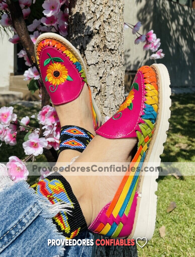 Zj00570 Huarache Artesanal Mexicano Hecho A Mano De Piel Mujer Zapato Piso Calzado Mayoreo Fabrica Proveedor Maquilador Fabricante 1 Jpg