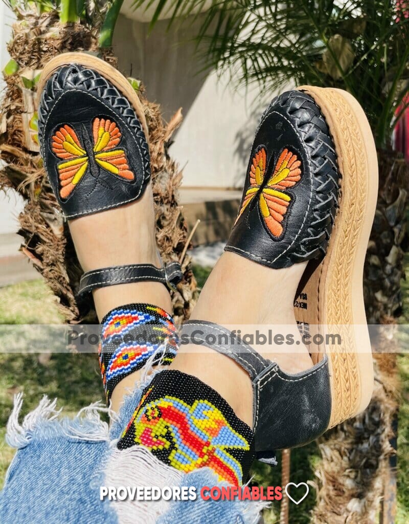Zj00673 Plataforma Artesanales Color Negro Con Bordado Con Hebilla De Tacon Mujer De Piel Sahuayo Michoacan Mayoreo Fabricante De Calzado Zapatos 1 Jpg