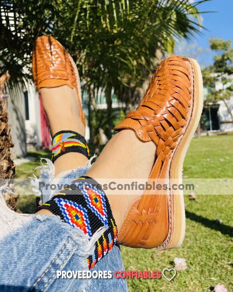 Zj00861 Huarache Artesanal Tejido Color Nuez Piso Mujer Mayoreo Fabricante Calzado Zapatos 1 Jpg