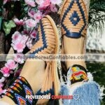 Zn00008 Huaraches Artesanales Mujer Calidad Premium Tan Tejido Azul Mayoreo Fabricante Calzado Zapatos Proveedor 6 Jpg