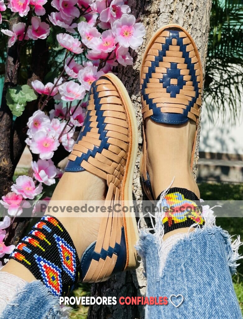 Zn00008 Huaraches Artesanales Mujer Calidad Premium Tan Tejido Azul Mayoreo Fabricante Calzado Zapatos Proveedor 7 Jpg