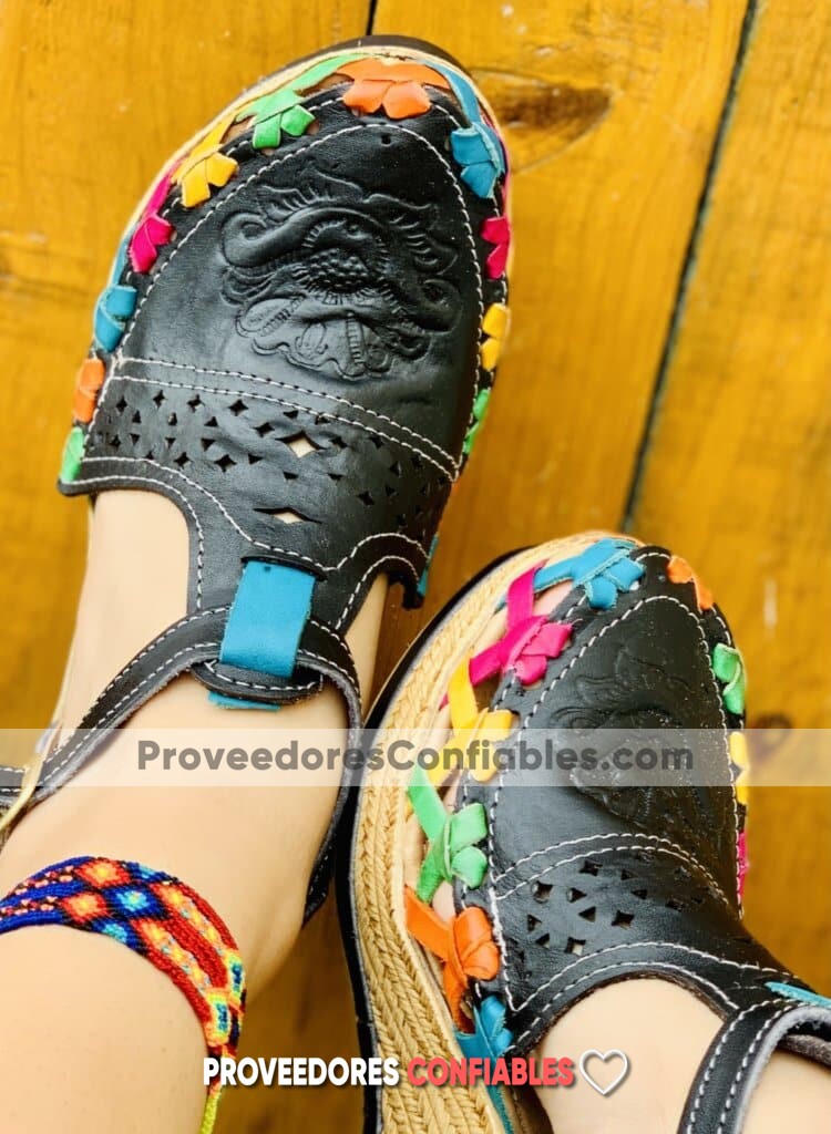 Zs00327 Plataforma Artesanales Color Negro Troquel Cruces Multicolor De Tacon Mujer De Piel Sahuayo Michoacan Mayoreo Fabricante De Calzado Zapatos Taller Maquilad 1 Scaled 1 Jpg