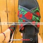 Zs00910 Huaraches Artesanales Cruzado Color Negro Bordado De Rosas De Piso Mujer Mayoreo Fabricante Calzado Zapatos Proveedor Sandalias Taller Maquilador 1 Scaled Scaled 1 Jpg