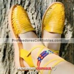 Zs00995 Huaraches Mexicanos De Piso Mujer Color Amarillo De Piel Con Tipo Alpargata 1 Jpg