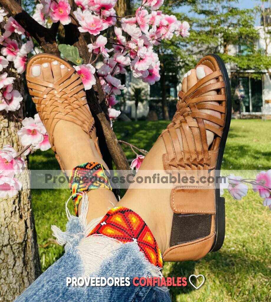 Ze00014 Huaraches Artesanales Piso Para Mujer Tan Tejido De Tiras Mayoreo Fabricante Calzado (2)